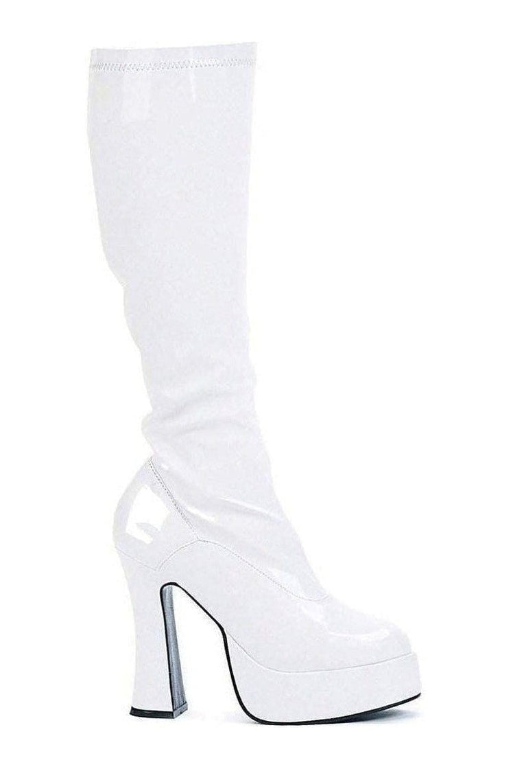 Ellie Shoes CHACHA Knee Boot in White Patent from SexyShoes.com