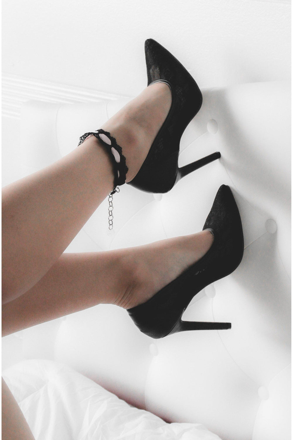 Chantilly Ankletye-Body Jewelry-Tyes By Tara-Black-O/S-SEXYSHOES.COM