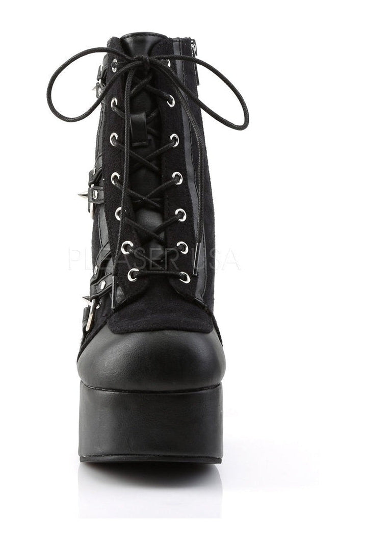 Demonia CHARADE-100  Ankle Boot in Black Fabric