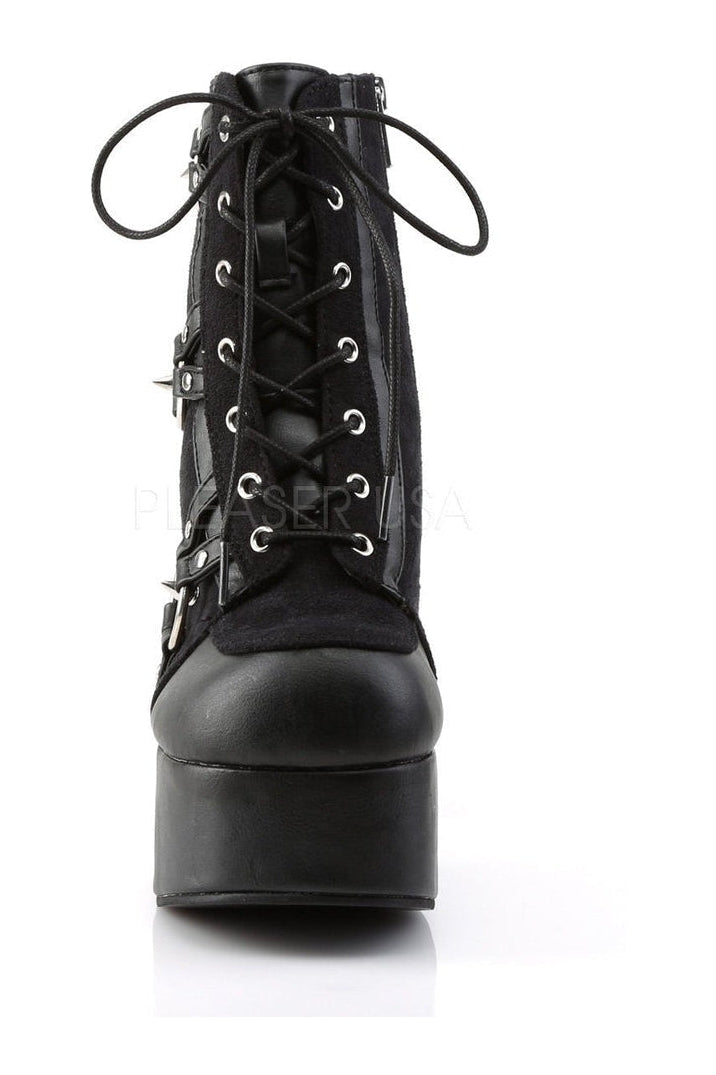 CHARADE-100 Demonia Ankle Boot | Black Fabric-Demonia-Ankle Boots-SEXYSHOES.COM