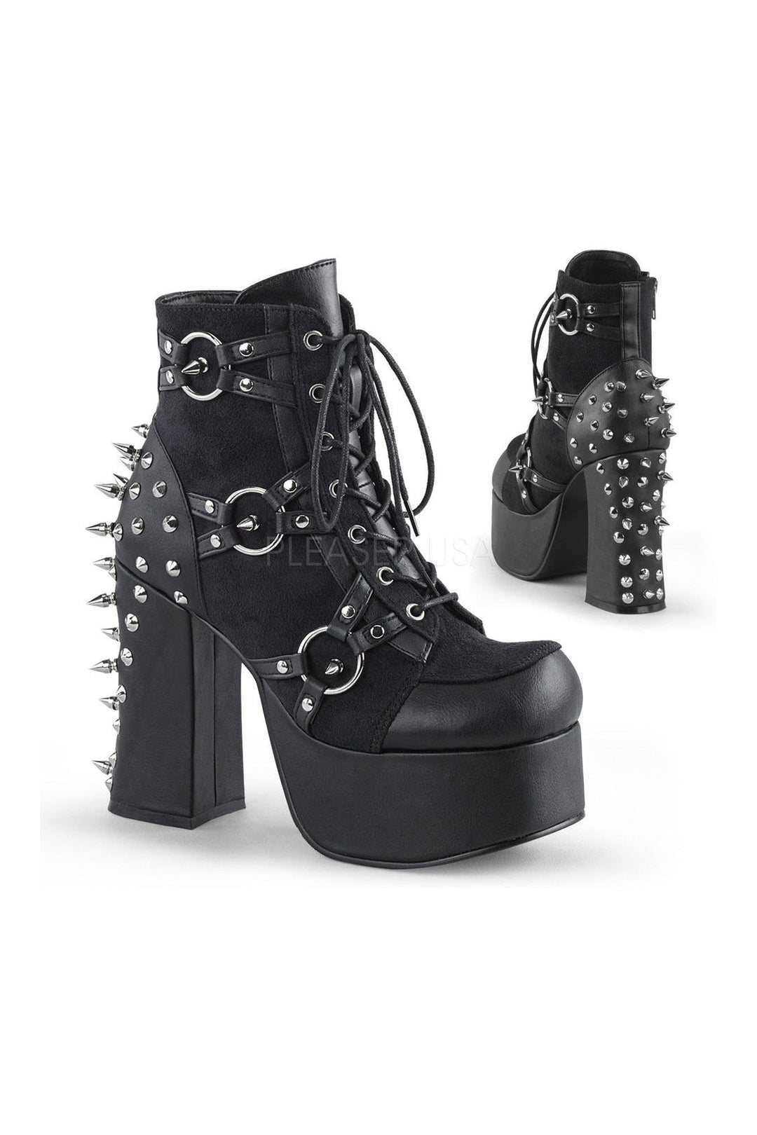 CHARADE-100 Demonia Ankle Boot | Black Fabric-Demonia-Black-Ankle Boots-SEXYSHOES.COM