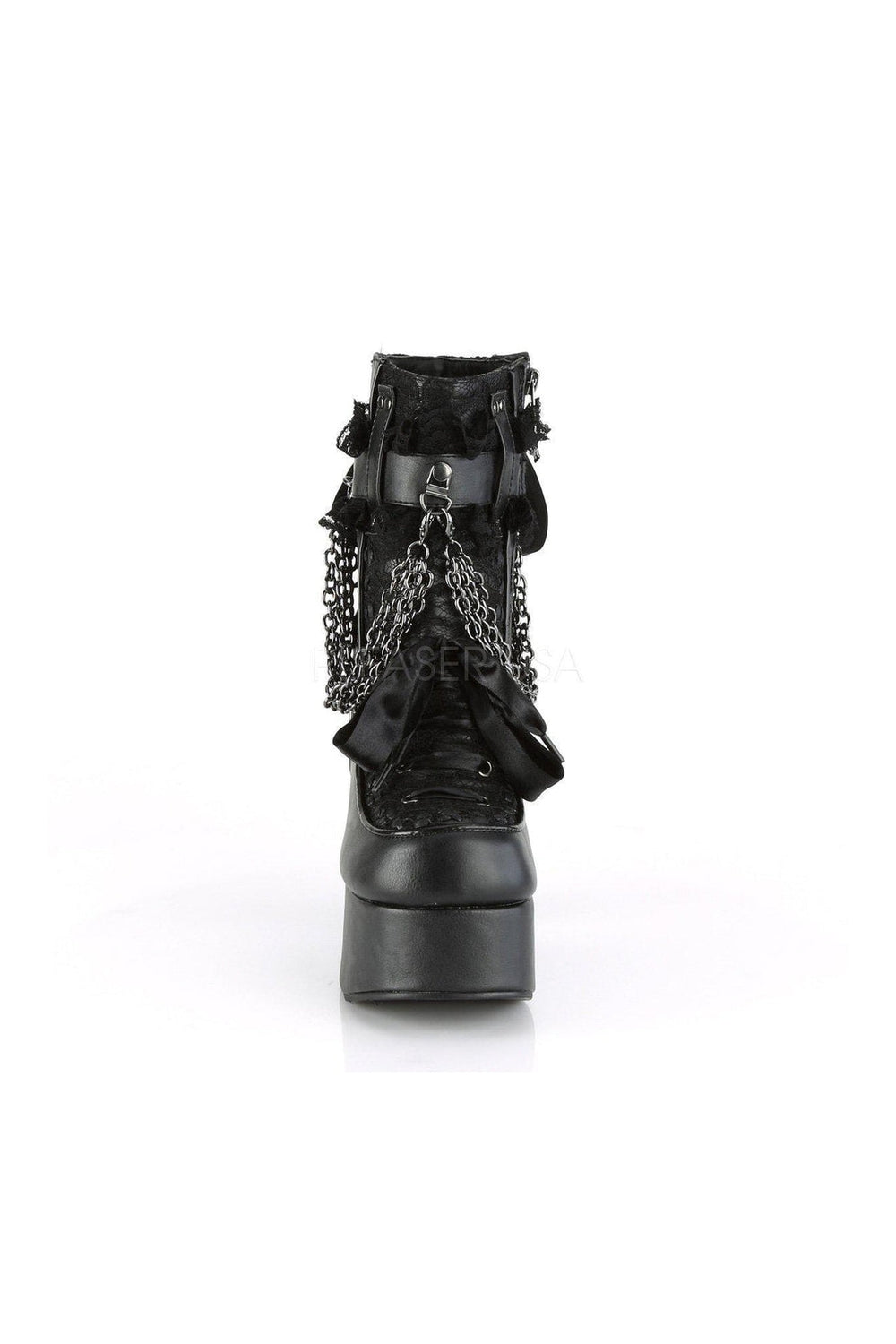 Demonia CHARADE-110  Ankle Boot in Black Faux Leather