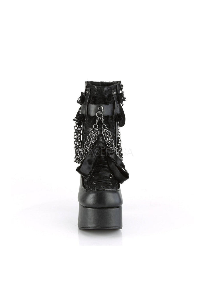 CHARADE-110 Demonia Ankle Boot | Black Faux Leather