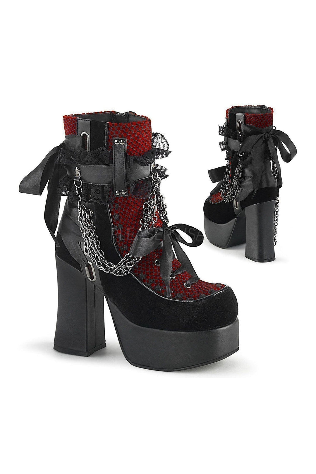 CHARADE-110 Demonia Ankle Boots | Black Faux Leather-Demonia-SEXYSHOES.COM