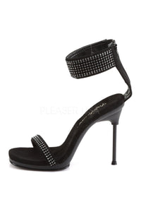 Fabulicious CHIC-40 Sandal in Black Faux Leather