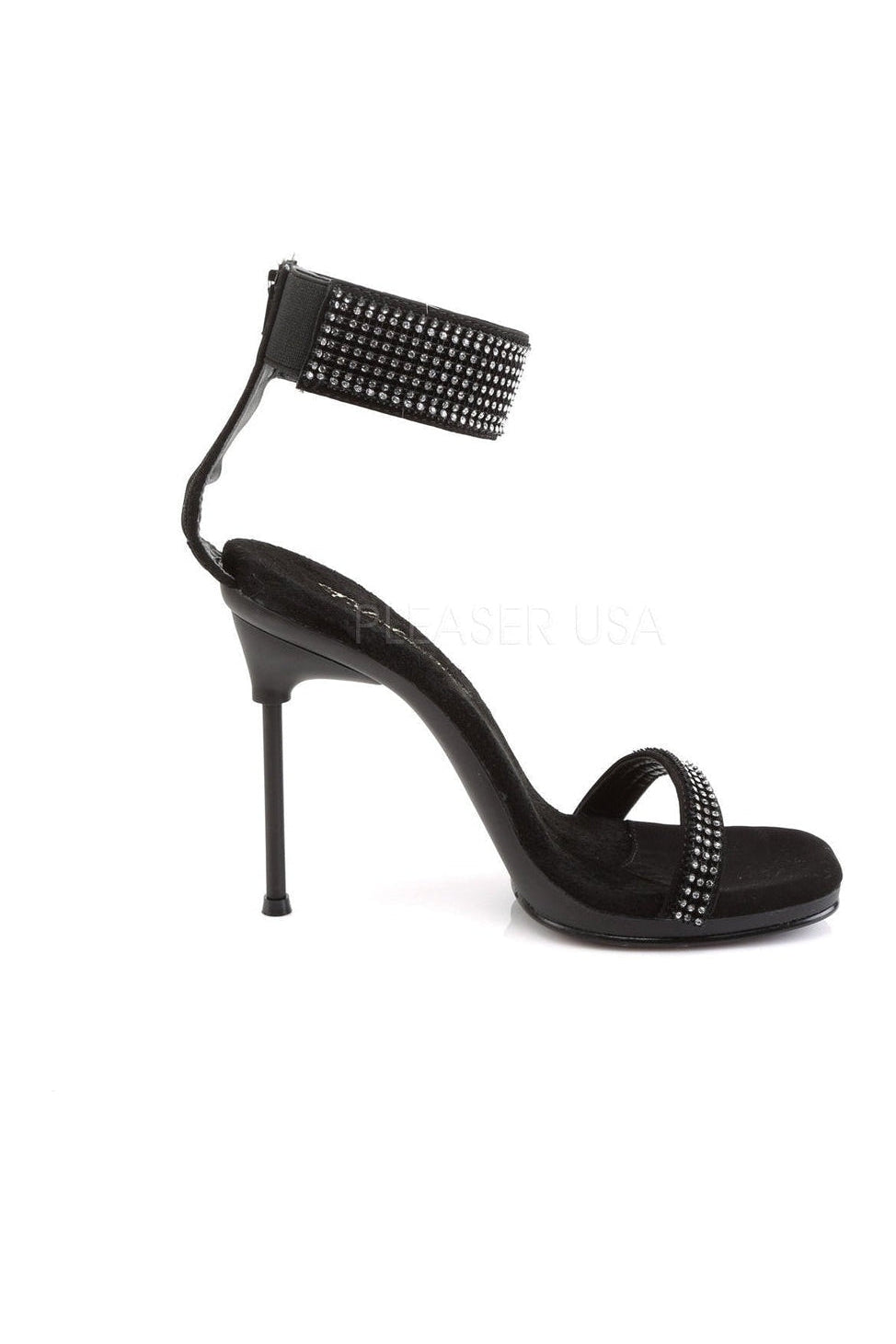 Fabulicious CHIC-40 Sandal in Black Faux Leather