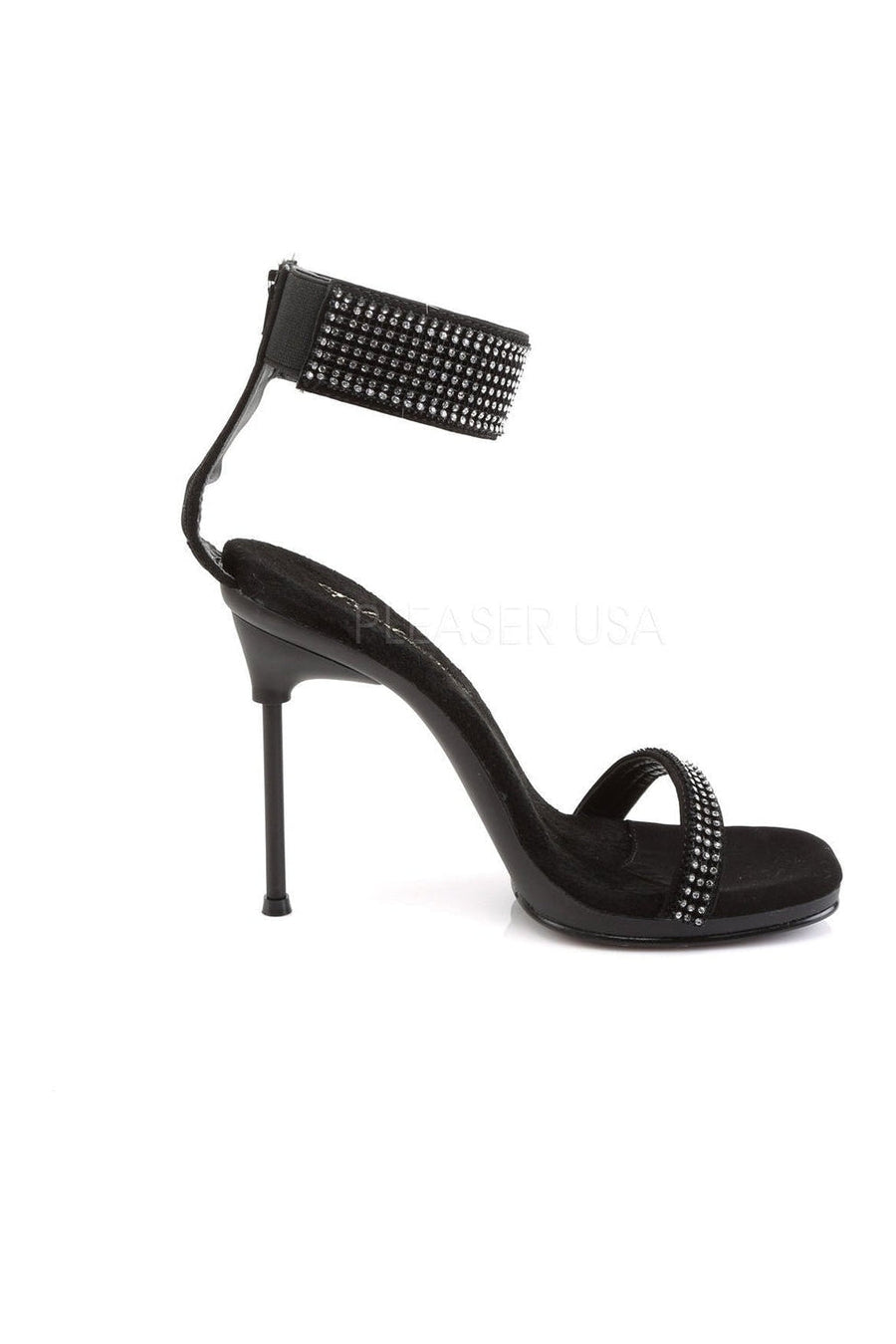 Fabulicious CHIC-40 Sandal in Black Faux Leather