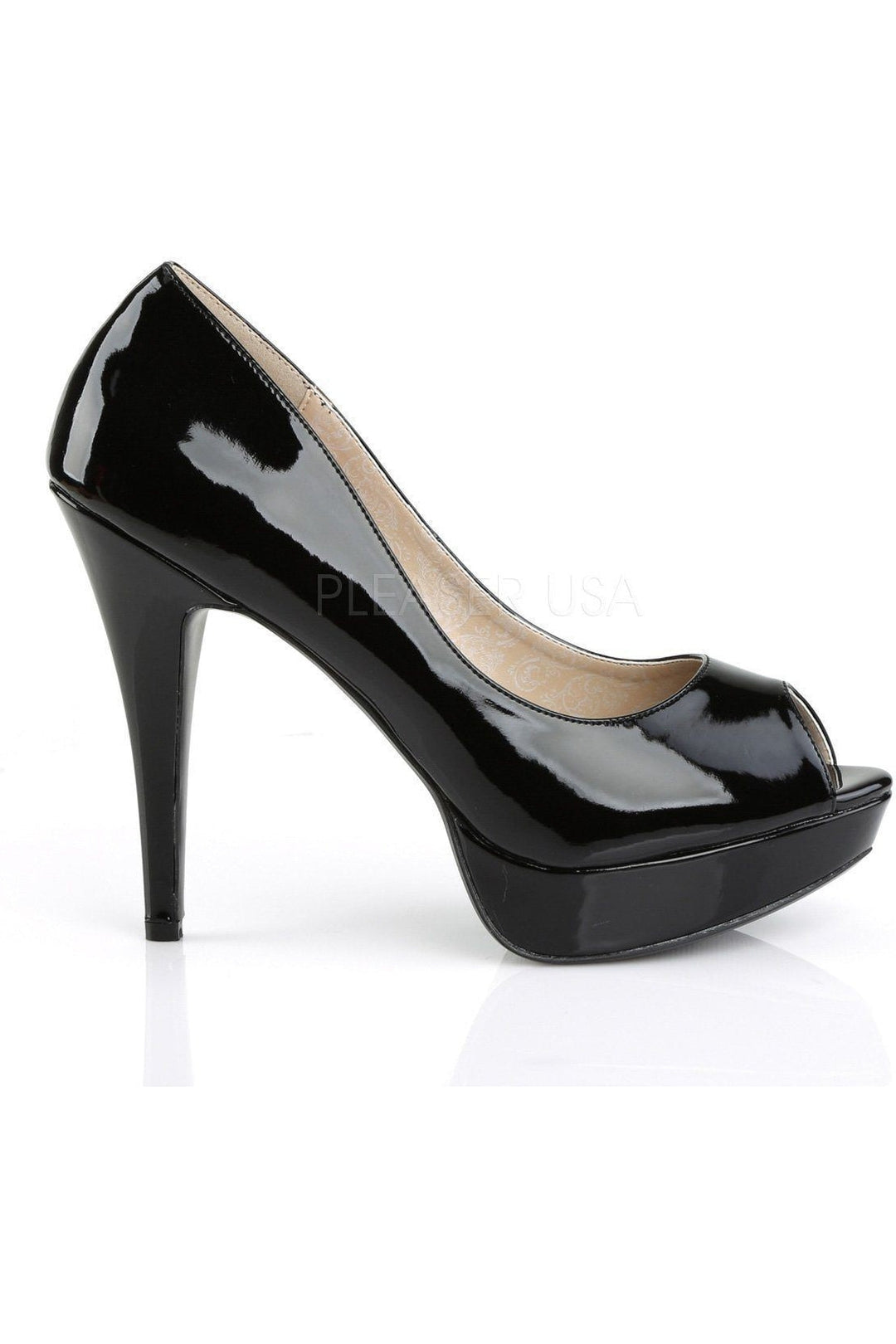 Pleaser Pink Label CHLOE-01 Pump in Black Patent