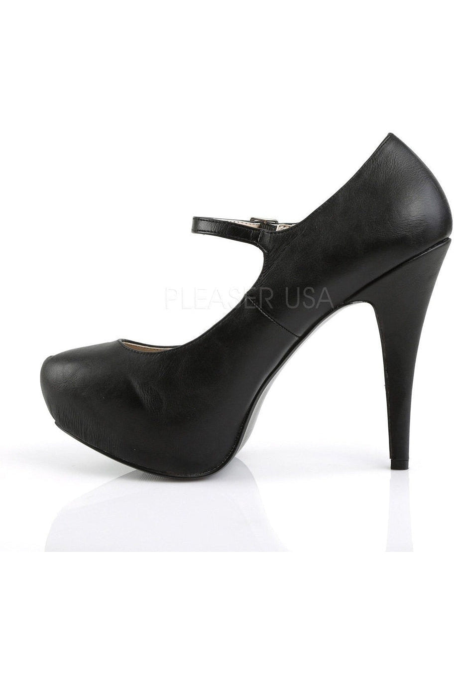 Pleaser Pink Label CHLOE-02 Pump in Black Faux Leather