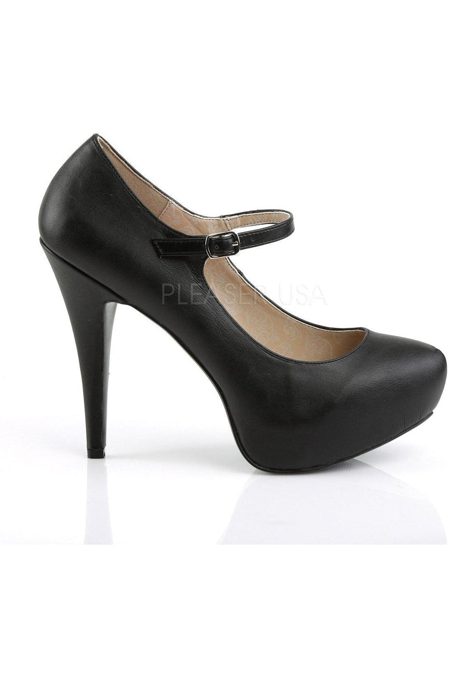 CHLOE-02 Pump | Black Faux Leather-Pleaser Pink Label-Mary Janes-SEXYSHOES.COM