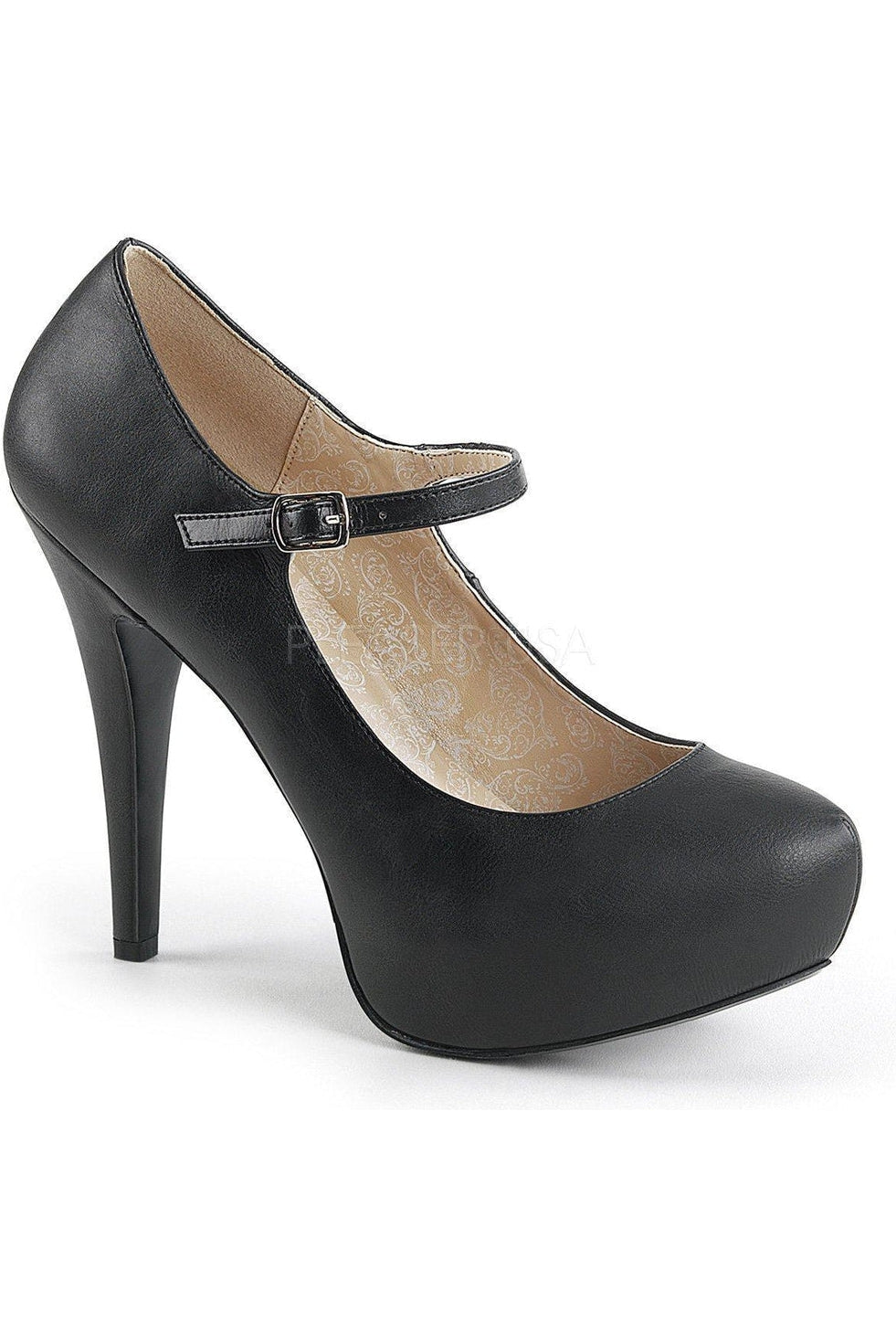 Pleaser Pink Label CHLOE-02 Pump in Black Faux Leather from SexyShoes.com