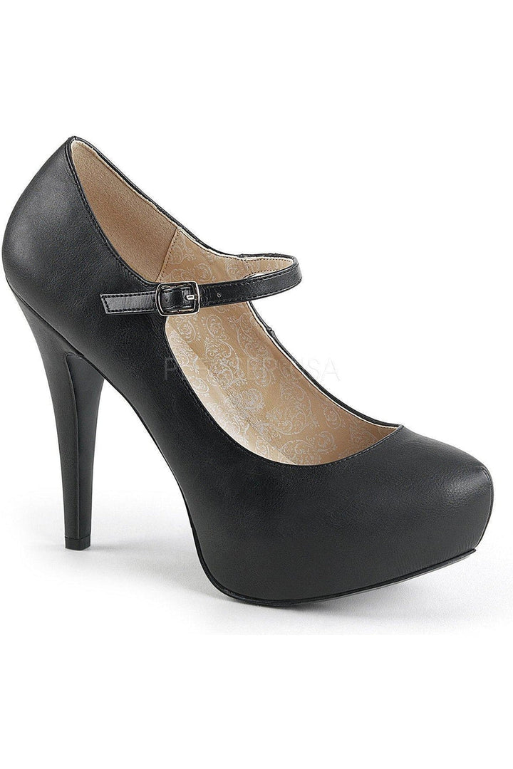 CHLOE-02 Pump | Black Faux Leather-Pleaser Pink Label-Black-Mary Janes-SEXYSHOES.COM