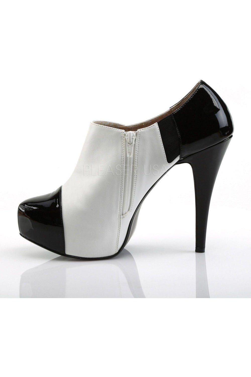 Pleaser Pink Label CHLOE-11 Ankle Boot in Black Patent