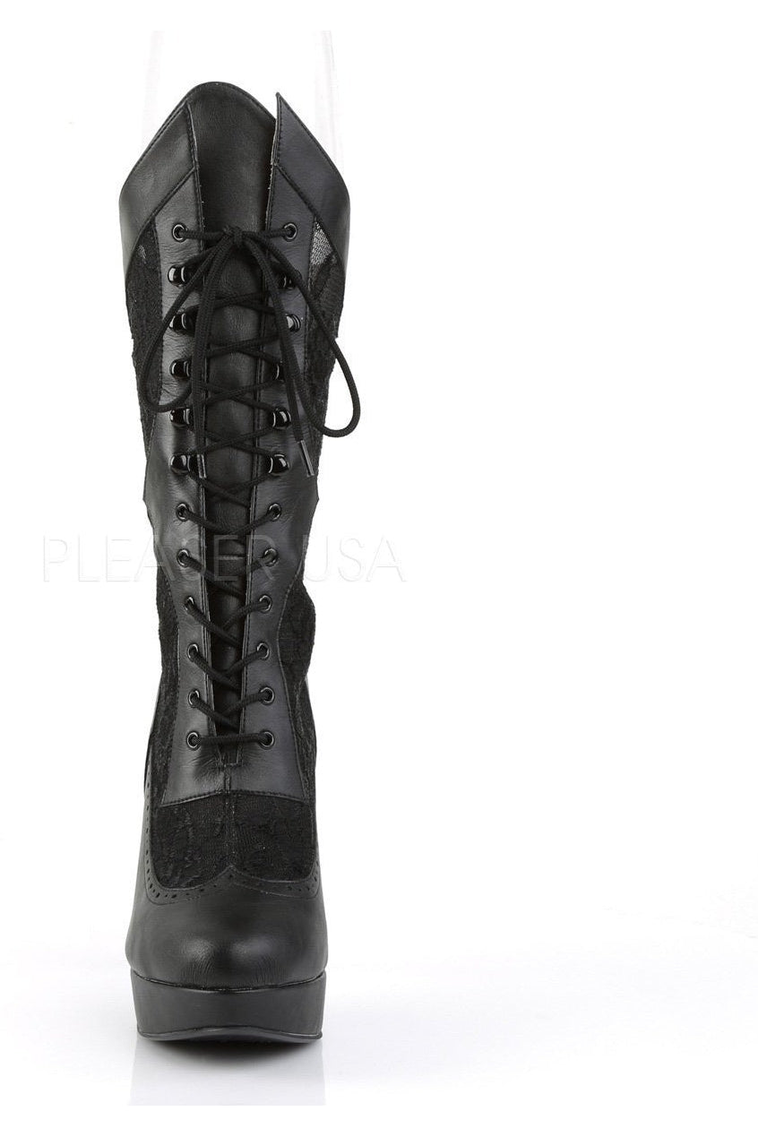 Pleaser Pink Label CHLOE-115 Knee Boot in Black Faux Leather