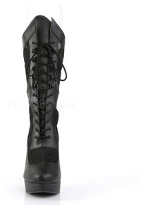 Pleaser Pink Label CHLOE-115 Knee Boot in Black Faux Leather