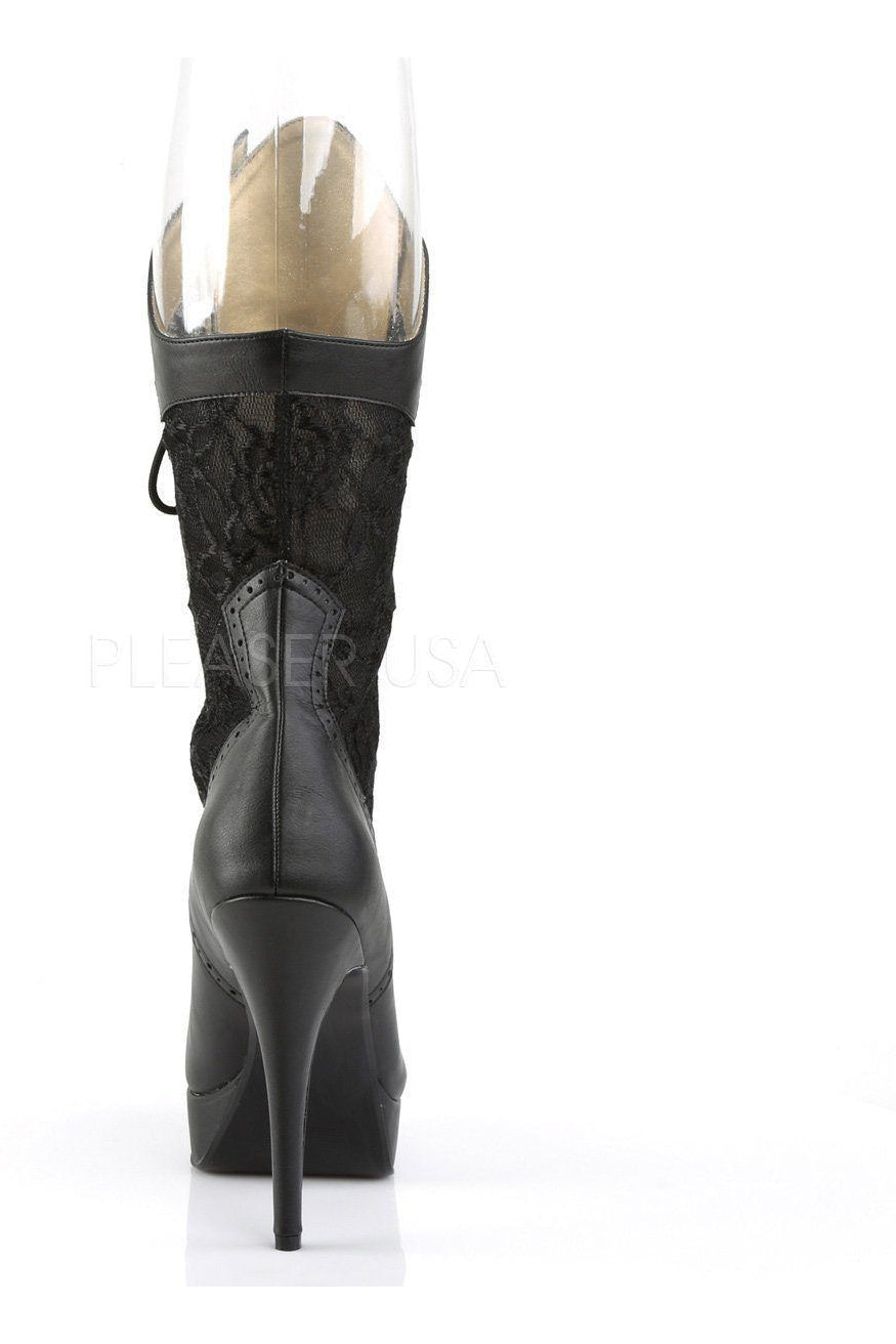Pleaser Pink Label CHLOE-115 Knee Boot in Black Faux Leather