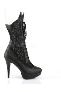 Pleaser Pink Label CHLOE-115 Knee Boot in Black Faux Leather