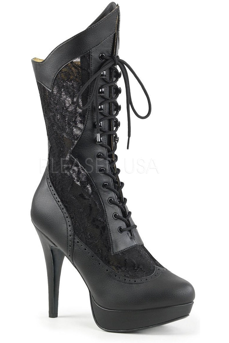 Pleaser Pink Label CHLOE-115 Knee Boot in Black Faux Leather from SexyShoes.com