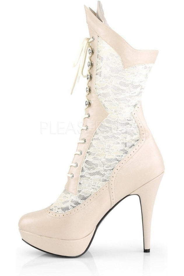 CHLOE-115 Knee Boot | Bone Faux Leather-Pleaser Pink Label-Knee Boots-SEXYSHOES.COM
