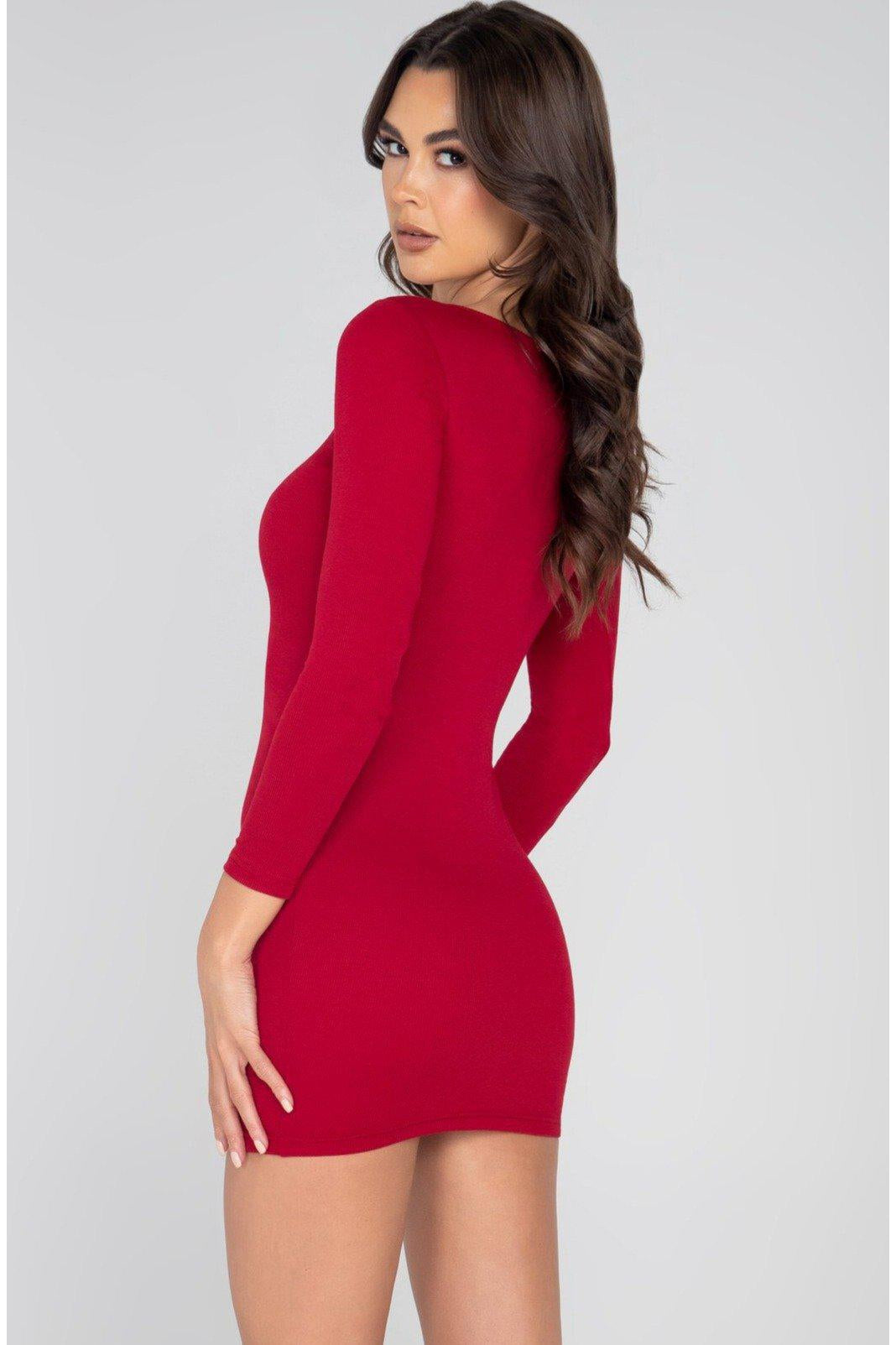 Classic Ribbed Long sleeve Bodycon Dress-Club Dresses-Roma Confidential-SEXYSHOES.COM