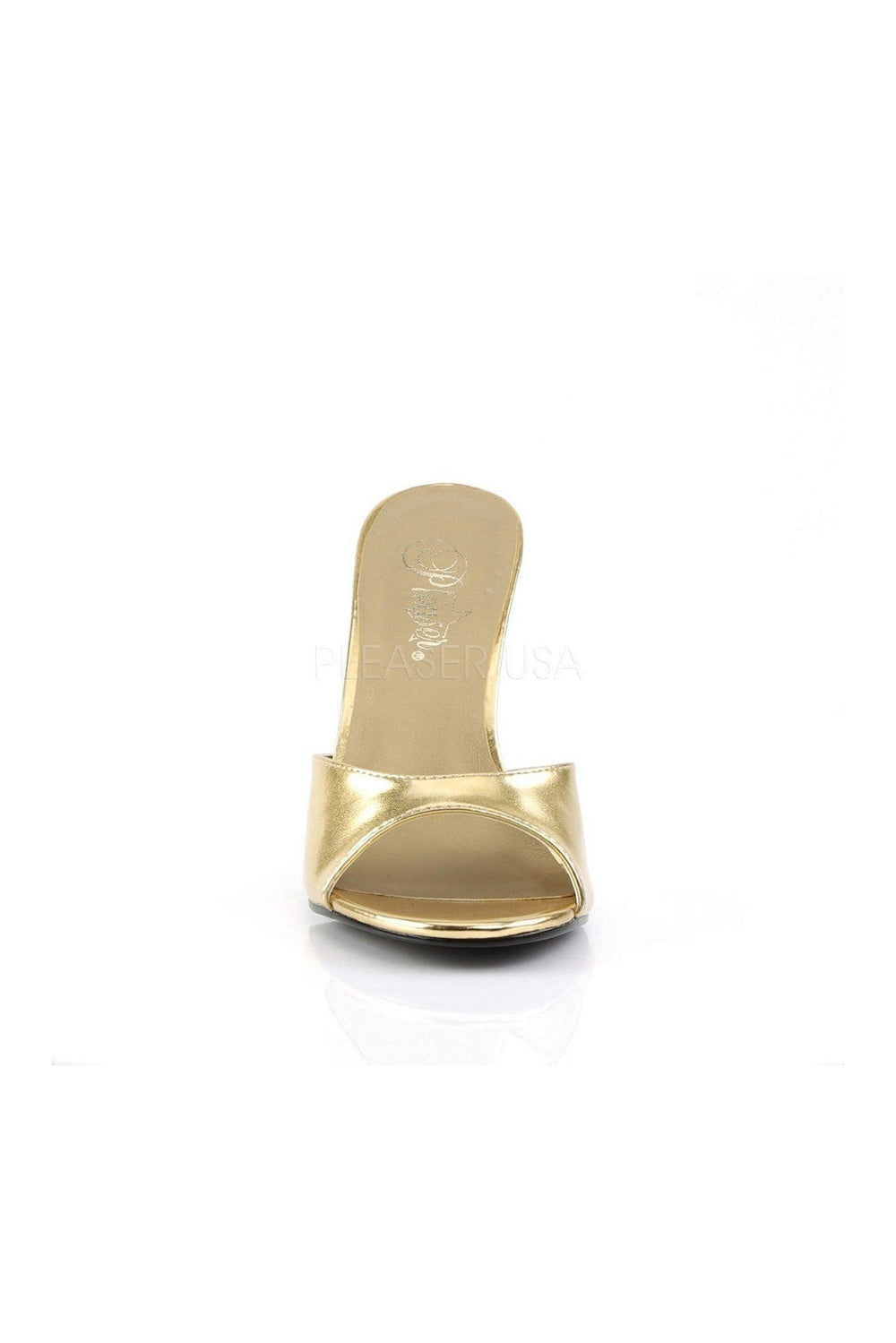 CLASSIQUE-01 Slide | Gold Faux Leather-Pleaser-Slides-SEXYSHOES.COM