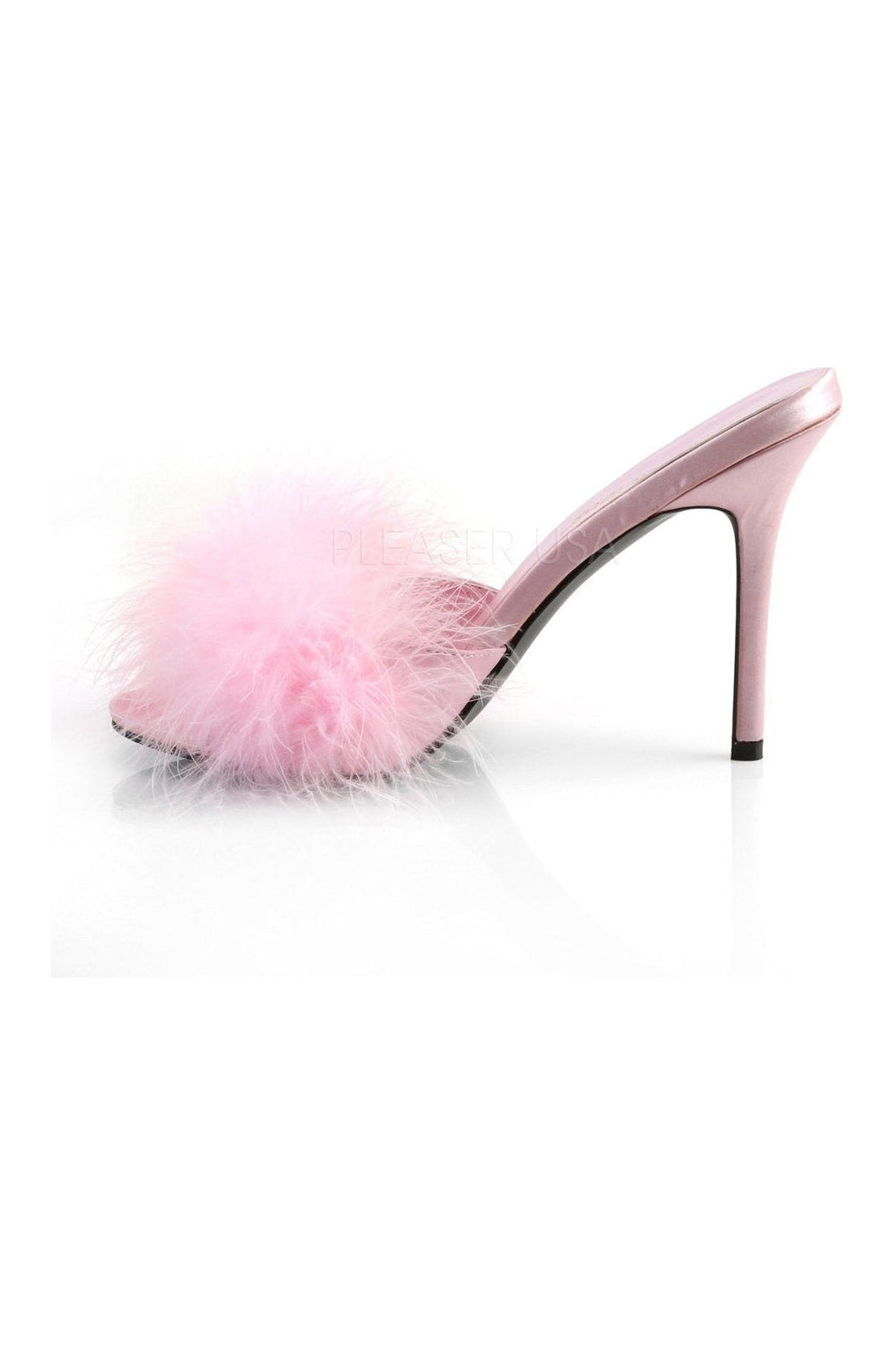 CLASSIQUE-01F Slide | Pink Faux Leather-Fabulicious-Marabous-SEXYSHOES.COM