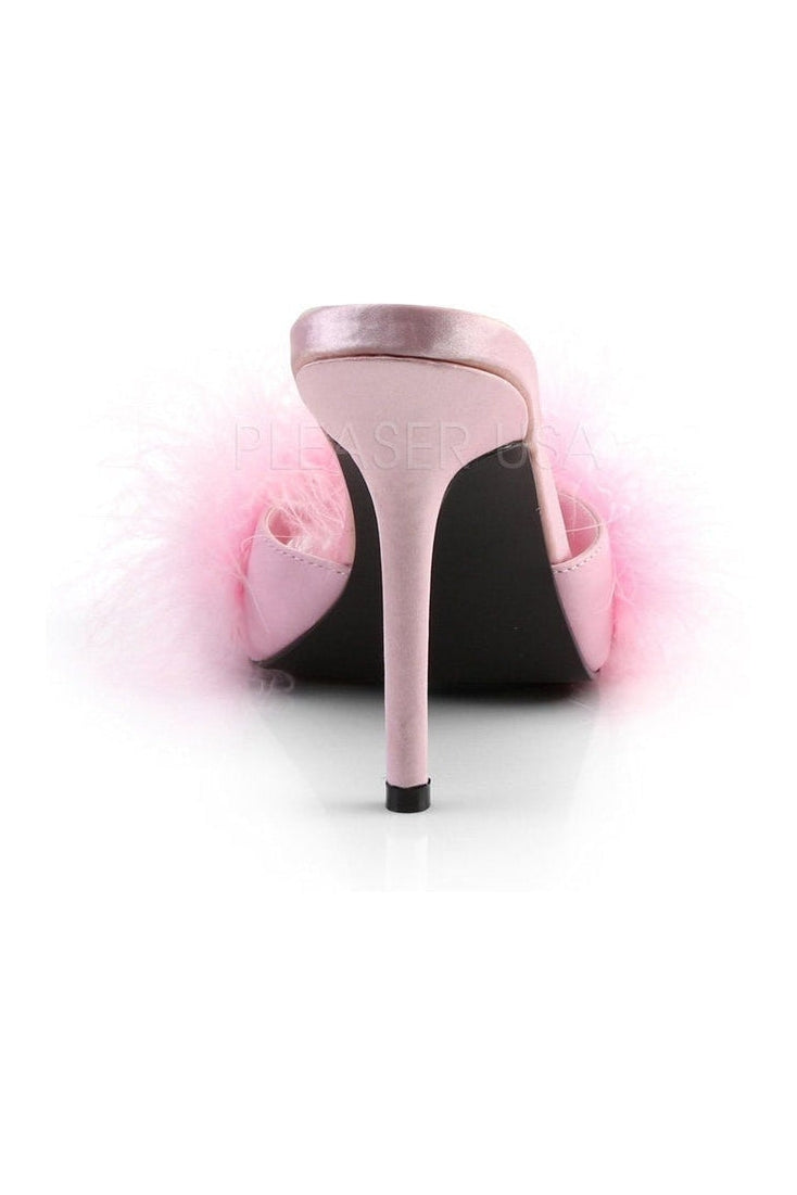 CLASSIQUE-01F Slide | Pink Faux Leather-Fabulicious-Marabous-SEXYSHOES.COM