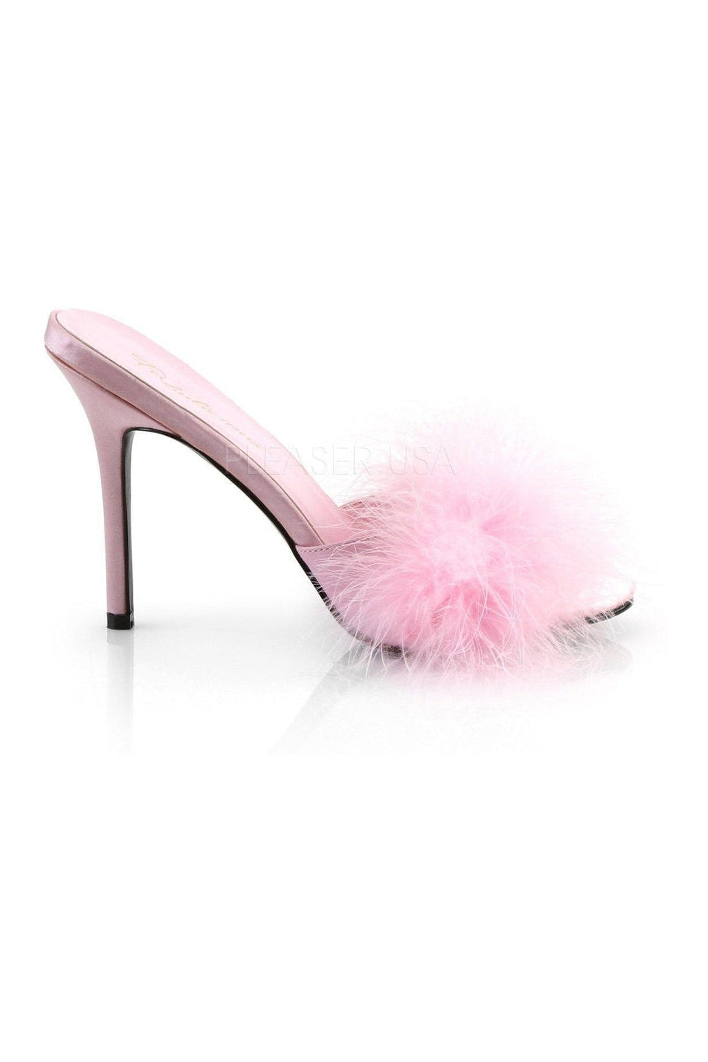 CLASSIQUE-01F Slide | Pink Faux Leather-Fabulicious-Marabous-SEXYSHOES.COM