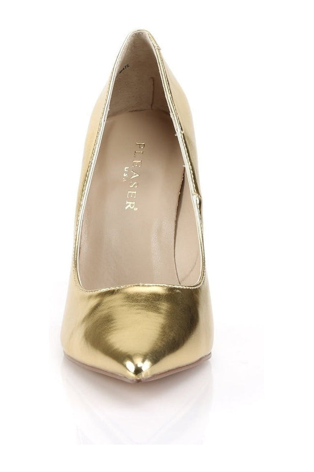 Pleaser CLASSIQUE-20 Pump in Gold Faux Leather