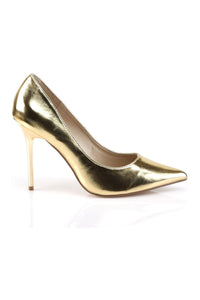 Pleaser CLASSIQUE-20 Pump in Gold Faux Leather