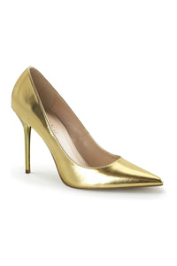 Pleaser CLASSIQUE-20 Pump in Gold Faux Leather from SexyShoes.com