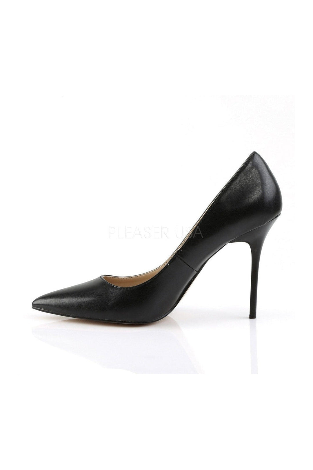 CLASSIQUE-20 Pump | Black Faux Leather-Pleaser-Pumps-SEXYSHOES.COM