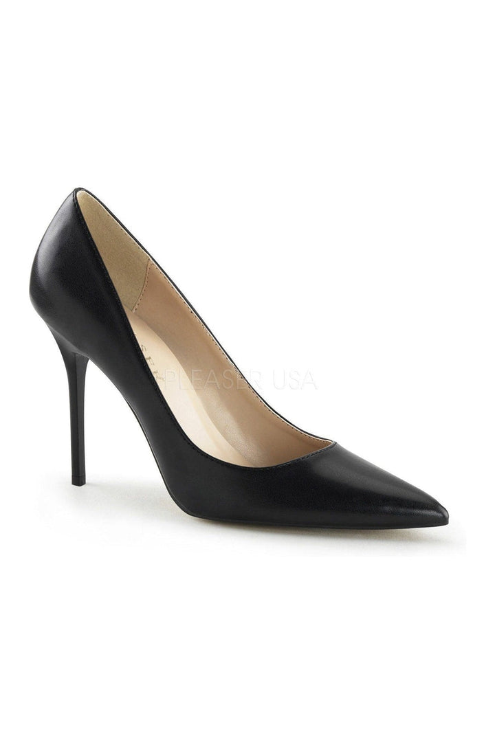 CLASSIQUE-20 Pump | Black Faux Leather-Pleaser-Black-Pumps-SEXYSHOES.COM