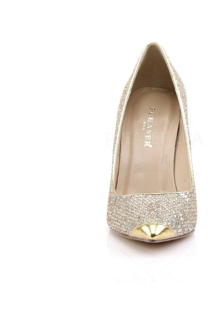 CLASSIQUE-20 Pump | Gold Fabric-Pleaser-Pumps-SEXYSHOES.COM