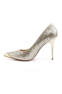 Pleaser CLASSIQUE-20 Pump in Gold Fabric