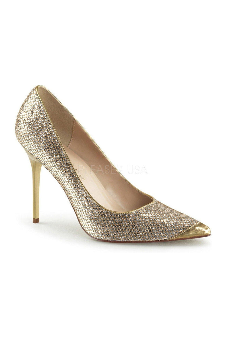 CLASSIQUE-20 Pump | Gold Fabric-Pleaser-Gold-Pumps-SEXYSHOES.COM