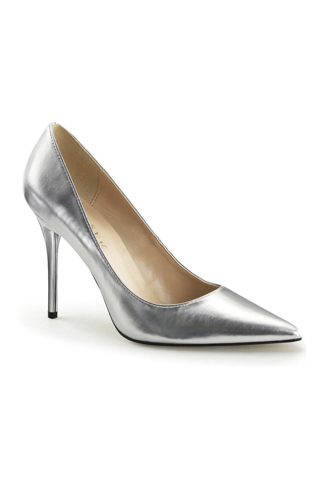 Pleaser CLASSIQUE-20 Pump in Silver Faux Leather from SexyShoes.com