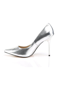 Pleaser CLASSIQUE-20 Pump in Silver Faux Leather