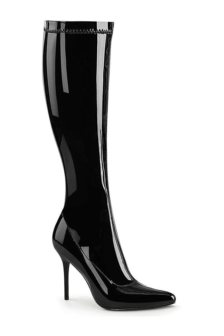 CLASSIQUE-2000 Knee Boot | Black Patent-Knee Boots-Pleaser-Black-6-Patent-SEXYSHOES.COM