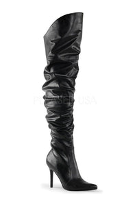 Pleaser CLASSIQUE-3011 Thigh Boot in Black Faux Leather from SexyShoes.com