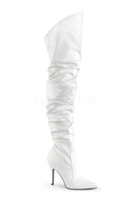 CLASSIQUE-3011 Thigh Boot  | White Faux Leather