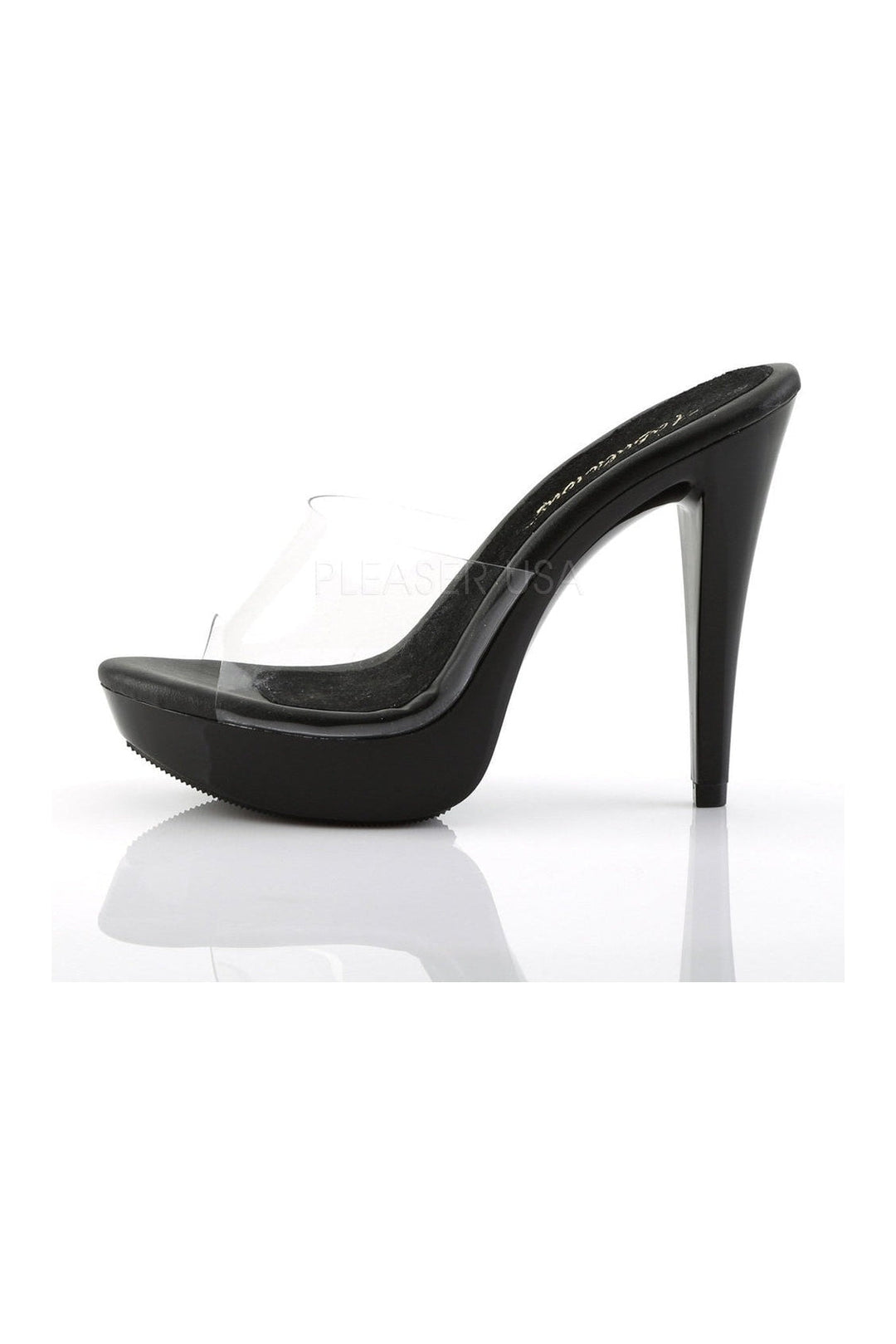 Fabulicious COCKTAIL-501 Platform Slide in Black Vinyl