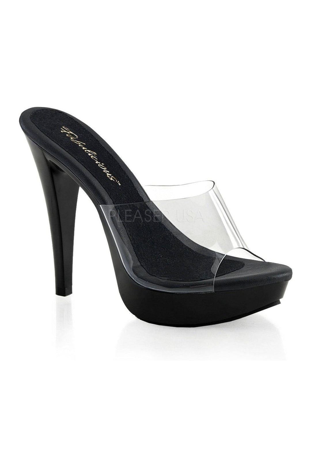 COCKTAIL-501 Platform Slide | Black Vinyl-Fabulicious-Black-Slides-SEXYSHOES.COM