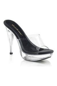 Fabulicious COCKTAIL-501 Platform Slide in Black Vinyl from SexyShoes.com
