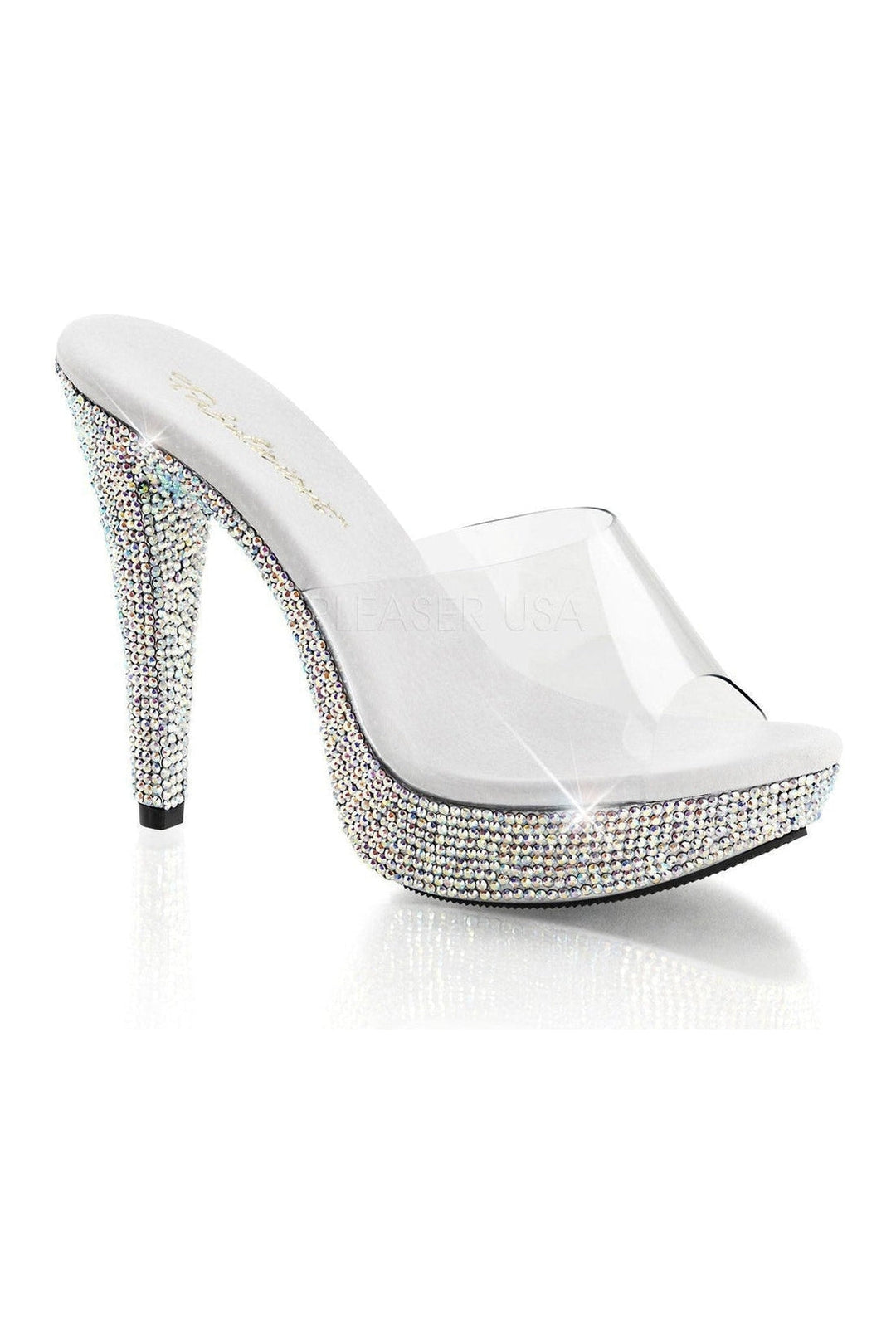 Fabulicious COCKTAIL-501DM Platform Slide in Clear Vinyl from SexyShoes.com