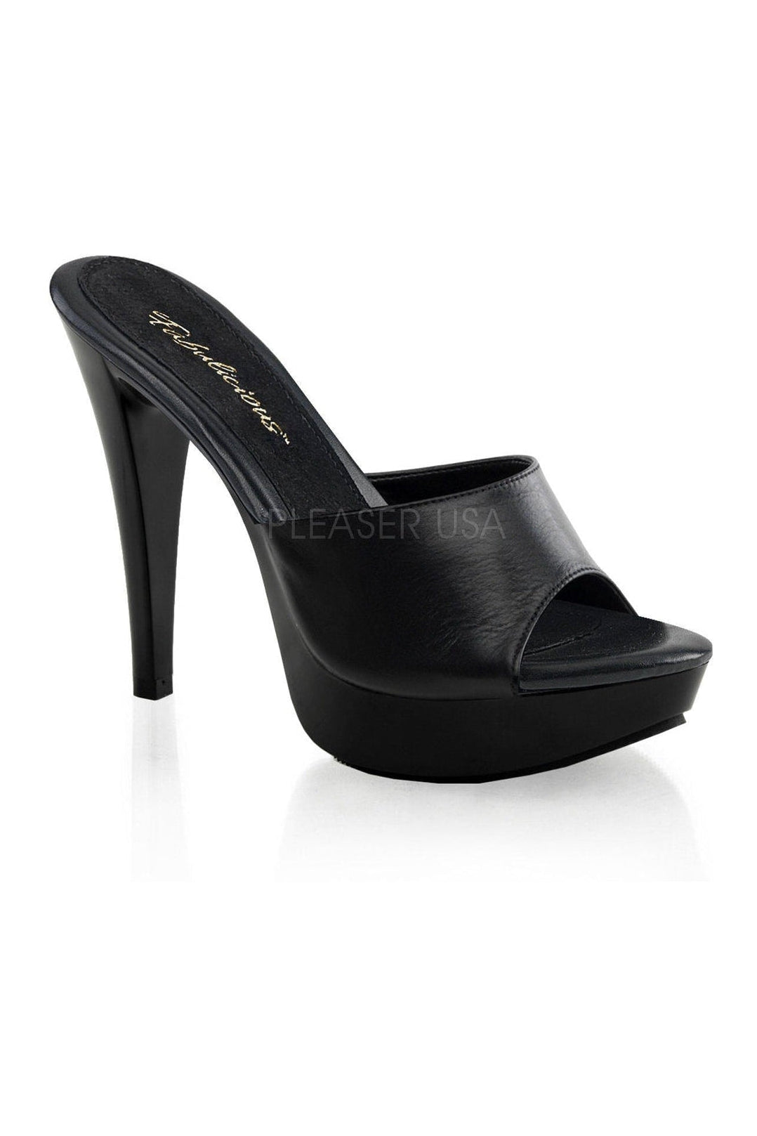 Fabulicious COCKTAIL-501L Platform Slide in Black Genuine Leather from SexyShoes.com