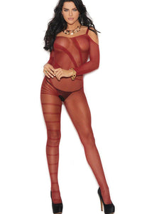 Elegant Moments Cold Shoulder Bodystocking in Burgundy  from SexyShoes.com
