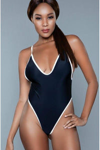 BeWicked Contrast Trim One Piece Swimsuit in Black  from SexyShoes.com