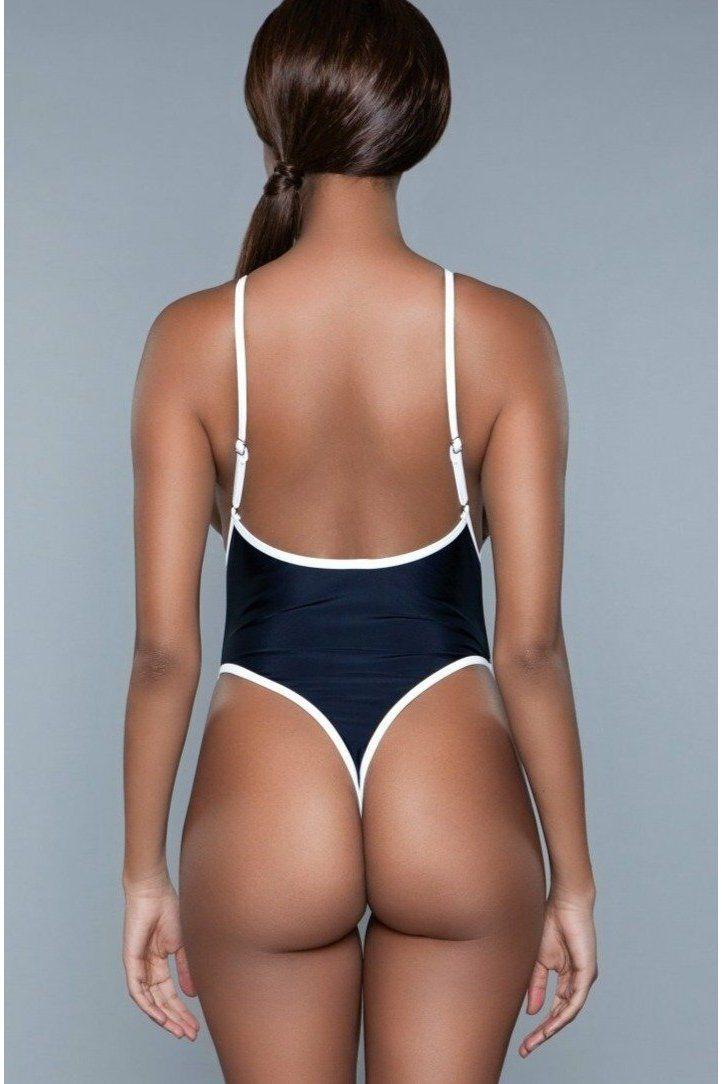 BeWicked Contrast Trim One Piece Swimsuit in Black 