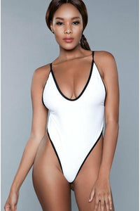 BeWicked Contrast Trim One Piece Swimsuit in White  from SexyShoes.com
